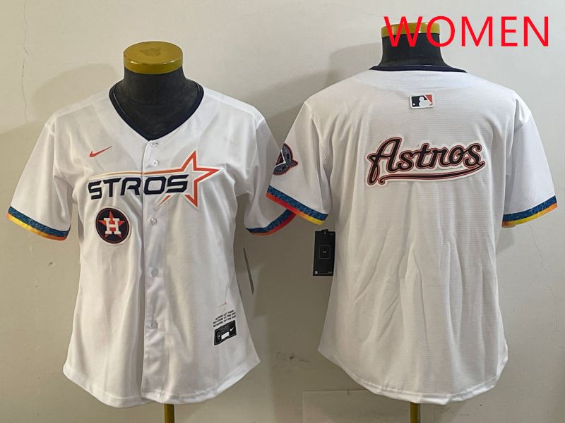 Women Houston Astros Blank White Fourth generation Joint Name 2025 Nike MLB Jersey style 16->women mlb jersey->Women Jersey
